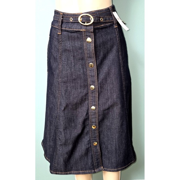 Anthropologie Dresses & Skirts - Anthropologie Pilcro Snap-Front Belted Denim Midi Skirt Size 0 NWT